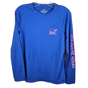 Vineyard Vines Shirt Mens XS Performance Long Sleeve Blue Whale Logo Active